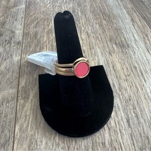 NWT! Tamaranda Fashion Stack Ring with Round Peach Resin Gold Plating - Size XL